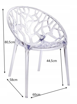 King Home Krzesło KORAL transparentne - poliwęglan można sztaplować do wnętrz i na zewnątrz