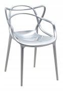 King Home Krzesło LUXO srebrne błyszczące - tworzywo ABS wygodne eleganckie i wytrzymałe