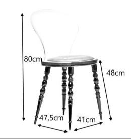 King Home Krzesło SLIP czarne - polipropylen oparcie transparentne miękka poduszka skóra ekologiczna