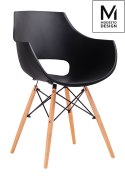MODESTO fotel krzesło FORO czarny tworzywo sztuczne - podstawa drewno bukowe łączenia stal malowana - czarny