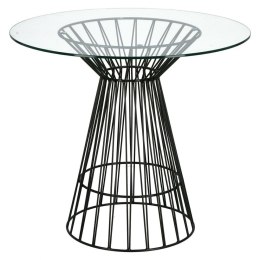 Intesi Stół Cage okrągły fi80 blat szkło transparentny podstawa metal malowany proszkowo czarny do salonu lokalu jadalni