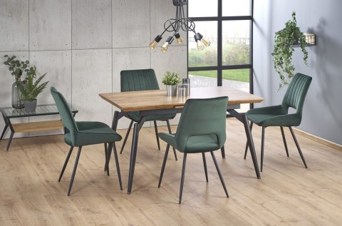Halmar stół CAMBELL rozkładany 140-180x80 blat MDF okleinowany - dąb naturalny, nogi - stal malowana czarny Halmar stół CAMBELL rozkładany 140-180x80 blat MDF okleinowany - dąb naturalny, nogi - stal malowana czarny