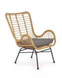 Halmar IKARO fotel czarny / naturalny / popielaty - metal, rattan syntetyczny, tkanina Halmar IKARO fotel czarny / naturalny / popielaty - metal, rattan syntetyczny, tkanina