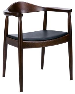 King Home Krzesło KENNEDY ciemnobrązowe - drewno jesion, ekoskóra czarny