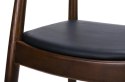 King Home Krzesło KENNEDY ciemnobrązowe - drewno jesion, ekoskóra czarny