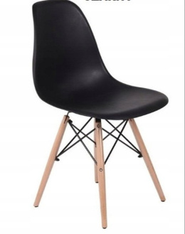 MODESTO krzesło DSW czarne tworzywo - podstawa bukowa łączenia stal lakierowana na czarno