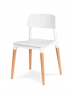 MODESTO krzesło ECCO białe - polipropylen, podstawa drewno bukowe