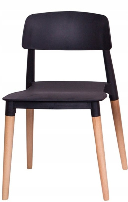 MODESTO krzesło ECCO czarne - polipropylen, podstawa drewno bukowe