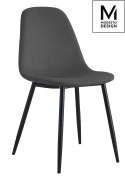 MODESTO krzesło tapicerowane LUCY szare - welur podstawa metal czarny