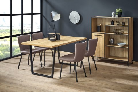 HALMAR stół ULRICH blat MDF + melamina - dąb złoty, nogi stal malowana- czarny 160x90 HALMAR stół ULRICH blat MDF + melamina - dąb złoty, nogi stal malowana- czarny 160x90