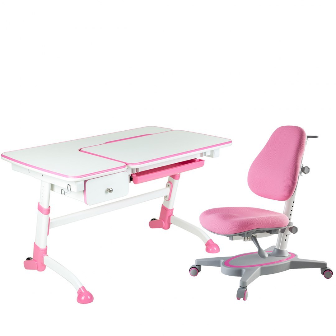 Fun Desk Amare Pink with Drawer + Primavera I Pink BIURKO+KRZESŁO regulowane ortopedyczne Fun Desk Amare Pink with Drawer + Primavera I Pink BIURKO+KRZESŁO regulowane ortopedyczne