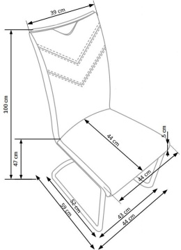 Halmar K224 krzesło na płozach Popiel/Chrom ekoskóra+stal