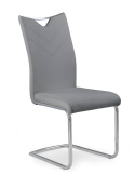 Halmar K224 krzesło na płozach Popiel/Chrom ekoskóra+stal