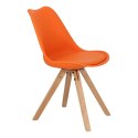 Intesi Krzesło Norden Star Square PP pomarańczowe tworzywo poduszka ekoskóra nogi drewno lite bukowe naturalny