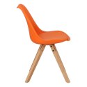 Intesi Krzesło Norden Star Square PP pomarańczowe tworzywo poduszka ekoskóra nogi drewno lite bukowe naturalny