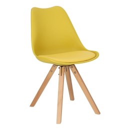 Intesi Krzesło Norden Star Square PP żółte 1610 tworzywo siedzisko poduszka ekoskóra nogi drewno lite bukowe naturalny