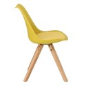 Intesi Krzesło Norden Star Square PP żółte 1610 tworzywo siedzisko poduszka ekoskóra nogi drewno lite bukowe naturalny