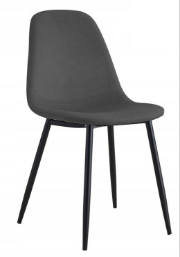 MODESTO krzesło tapicerowane LUCY szare - welur podstawa metal czarny