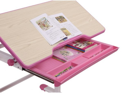 Fun Desk Biurko dziecięce Lavoro L Pink regulowane białe różowe dla dziewczynki Fun Desk Biurko dziecięce Lavoro L Pink regulowane białe różowe dla dziewczynki