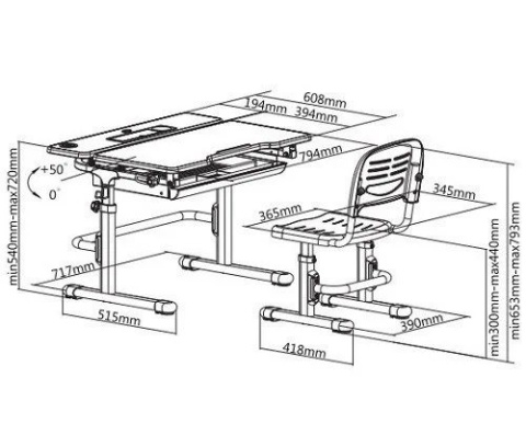 Fun Desk Lavoro Grey BIURKO+KRZESŁO regulowane SZARE Fun Desk Lavoro Grey BIURKO+KRZESŁO regulowane SZARE