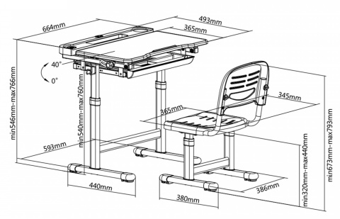 Fun Desk dziecięce Cantare Blue BIURKO+KRZESŁO regulowane niebieskie Fun Desk dziecięce Cantare Blue BIURKO+KRZESŁO regulowane niebieskie