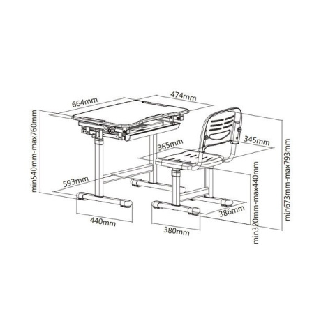 Fun Desk dziecięce Piccolino Grey BIURKO+KRZESŁO regulowane Fun Desk dziecięce Piccolino Grey BIURKO+KRZESŁO regulowane