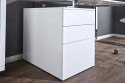 INVICTA biurko COMPACT białe - MDF lakierowany połysk, stelaż stal chromowana z kontenerkiem szuflady INVICTA biurko COMPACT białe - MDF lakierowany połysk, stelaż stal chromowana z kontenerkiem szuflady