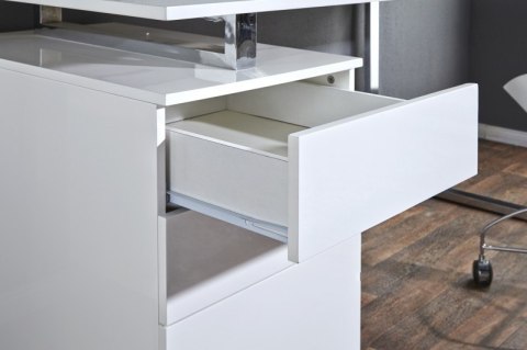 INVICTA biurko COMPACT białe - MDF lakierowany połysk, stelaż stal chromowana z kontenerkiem szuflady INVICTA biurko COMPACT białe - MDF lakierowany połysk, stelaż stal chromowana z kontenerkiem szuflady