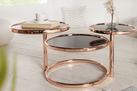 INVICTA stolik szklany rozkładany okrągły DECO miedziany INVICTA stolik szklany rozkładany okrągły DECO miedziany