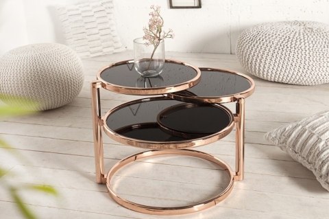 INVICTA stolik szklany rozkładany okrągły DECO miedziany INVICTA stolik szklany rozkładany okrągły DECO miedziany