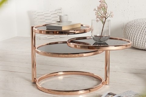 INVICTA stolik szklany rozkładany okrągły DECO miedziany INVICTA stolik szklany rozkładany okrągły DECO miedziany