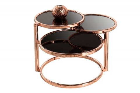 INVICTA stolik szklany rozkładany okrągły DECO miedziany INVICTA stolik szklany rozkładany okrągły DECO miedziany
