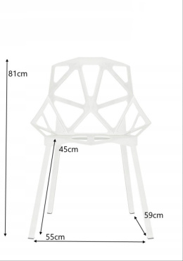 MODESTO nowoczesne krzesło SPLIT MAT białe - polipropylen, podstawa metalowa do kuchni jadalni recepcji restauracji