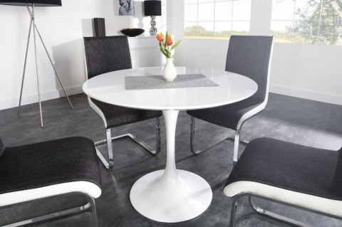 King Home Stół TULIP PREMIUM 100 okrągły biały - blat MDF połysk podstawa metal lakierowany proszkowo King Home Stół TULIP PREMIUM 100 okrągły biały - blat MDF połysk podstawa metal lakierowany proszkowo
