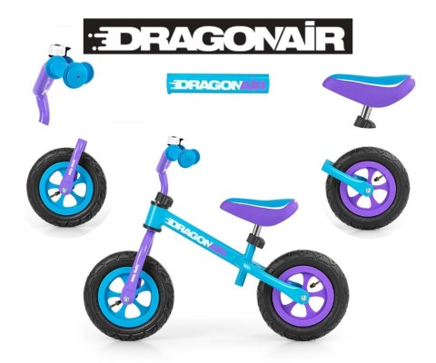 Milly Mally Rowerek Biegowy Dragon Air Turquoise regulacja wysokości siodełka i kierownicy 2 lata + Milly Mally Rowerek Biegowy Dragon Air Turquoise regulacja wysokości siodełka i kierownicy 2 lata +