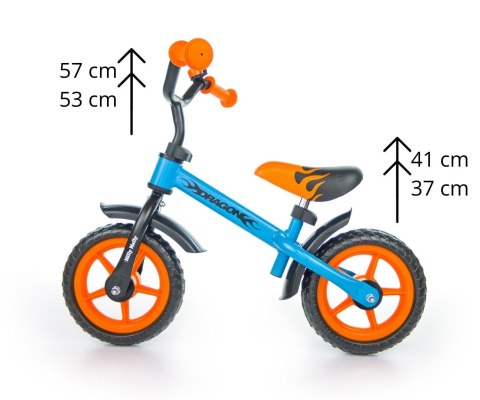 Milly Mally Rowerek Biegowy Dragon blue-orange regulacja wysokości siodełka i kierownicy ogranicznik skrętu dzwonek 2 lata + Milly Mally Rowerek Biegowy Dragon blue-orange regulacja wysokości siodełka i kierownicy ogranicznik skrętu dzwonek 2 lata +