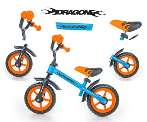 Milly Mally Rowerek Biegowy Dragon blue-orange regulacja wysokości siodełka i kierownicy ogranicznik skrętu dzwonek 2 lata + Milly Mally Rowerek Biegowy Dragon blue-orange regulacja wysokości siodełka i kierownicy ogranicznik skrętu dzwonek 2 lata +