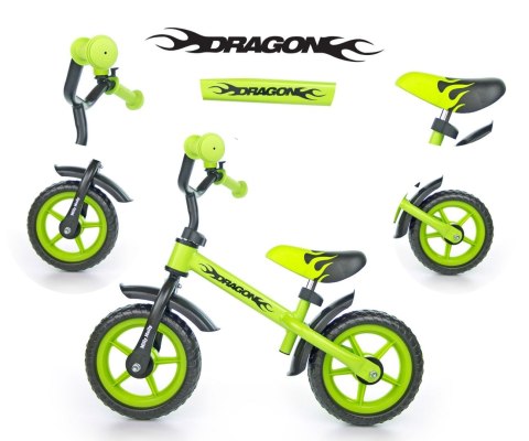 Milly Mally Rowerek Biegowy Dragon Green Zielony z dzwonkiem ogranicznik skrętu regulacja wysokości siodełka i kierownicy Milly Mally Rowerek Biegowy Dragon Green Zielony z dzwonkiem ogranicznik skrętu regulacja wysokości siodełka i kierownicy
