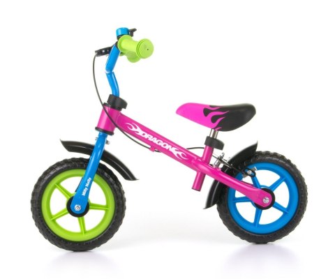 Milly Mally Rowerek Biegowy Dragon z hamulcem i dzwonkiem Multicolor Róż Czarny regulacja wysokości siodełka i kierownicy Milly Mally Rowerek Biegowy Dragon z hamulcem i dzwonkiem Multicolor Róż Czarny regulacja wysokości siodełka i kierownicy