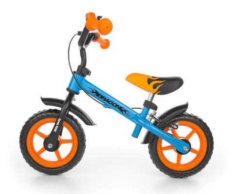 Milly Mally Rowerek biegowy Dragon z hamulcem blue-orange regulacja wysokości siodełka i kierownicy ogranicznik skrętu dzwonek Milly Mally Rowerek biegowy Dragon z hamulcem blue-orange regulacja wysokości siodełka i kierownicy ogranicznik skrętu dzwonek
