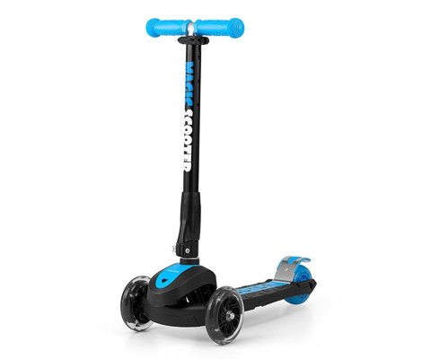 Milly Mally Scooter Magic Blue Jeździk Hulajnoga Niebiesko-Czarna hamulec aluminium świecące koła regulowana wys. kierownicy