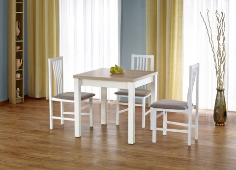 STÓŁ ROZKŁADANY GRACJAN Halmar KWADRATOWY BLAT płyta laminowana obrzeża ABS DĄB SONOMA / NOGI BIAŁE MDF laminowany STÓŁ ROZKŁADANY GRACJAN Halmar KWADRATOWY BLAT płyta laminowana obrzeża ABS DĄB SONOMA / NOGI BIAŁE MDF laminowany