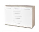 KOMODA LIMA KM-4 Z SZUFLADAMI DĄB SONOMA / BIAŁY POŁYSK 116x40 płyta meblowa laminowana OBRZEŻA ABS Halmar KOMODA LIMA KM-4 Z SZUFLADAMI DĄB SONOMA / BIAŁY POŁYSK 116x40 płyta meblowa laminowana OBRZEŻA ABS Halmar