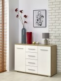KOMODA LIMA KM-4 Z SZUFLADAMI DĄB SONOMA / BIAŁY POŁYSK 116x40 płyta meblowa laminowana OBRZEŻA ABS Halmar KOMODA LIMA KM-4 Z SZUFLADAMI DĄB SONOMA / BIAŁY POŁYSK 116x40 płyta meblowa laminowana OBRZEŻA ABS Halmar