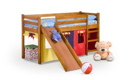 Halmar NEO PLUS - łóżko piętrowe ze zjeżdżalnią i materacem - olcha