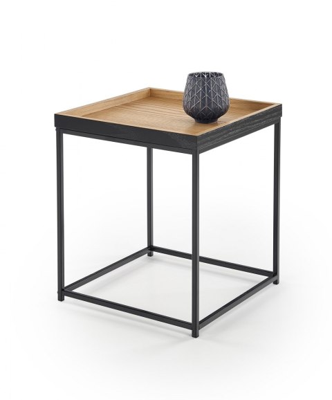 Halmar ława YAVA MDF okleina dąb naturalny / stal malowana proszkowo czarny 42x42 Halmar ława YAVA MDF okleina dąb naturalny / stal malowana proszkowo czarny 42x42