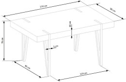 STÓŁ PROSTOKĄTNY YOHANN Halmar MDF LAMINOWANY DĄB SAN REMO / CZARNY stal malowana
