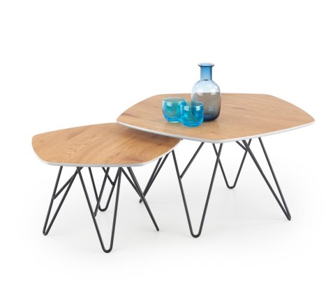 Halmar ława ZERO zestaw 2 dąb złoty/czarny 75x75 MDF laminowany MDF lakierowany stal malowana proszkowo Halmar ława ZERO zestaw 2 dąb złoty/czarny 75x75 MDF laminowany MDF lakierowany stal malowana proszkowo