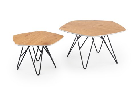 Halmar ława ZERO zestaw 2 dąb złoty/czarny 75x75 MDF laminowany MDF lakierowany stal malowana proszkowo Halmar ława ZERO zestaw 2 dąb złoty/czarny 75x75 MDF laminowany MDF lakierowany stal malowana proszkowo