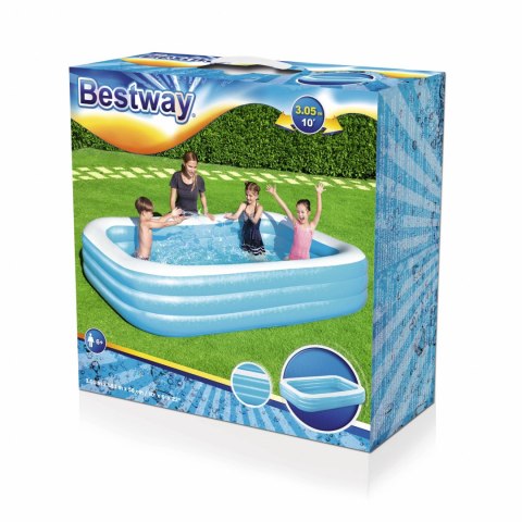 Bestway 54009 DUŻY BASEN DMUCHANY FAMILIJNY PROSTOKĄTNY 305cm x 183cm x 56cm winylowy NIEBIESKI zawór spustowy pojemność 1161 L Bestway 54009 DUŻY BASEN DMUCHANY FAMILIJNY PROSTOKĄTNY 305cm x 183cm x 56cm winylowy NIEBIESKI zawór spustowy pojemność 1161 L